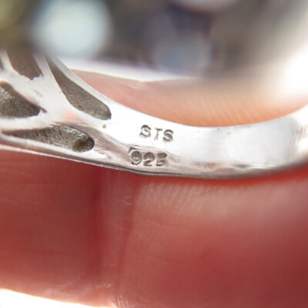 CHUCK CLEMENCY 925 Sterling Silver Real Round-Cut Multi-Color Gem Ring Size 8.25 - Picture 7 of 9